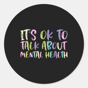 Ok To Talk About Mental Health Awareness Green Rib Classic Round Sticker