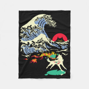 Okami Amaterasu Sun God Wolf The Great Wave Video  Fleece Blanket