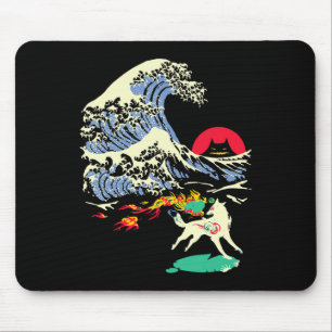 Okami Amaterasu Sun God Wolf The Great Wave Video Mouse Pad