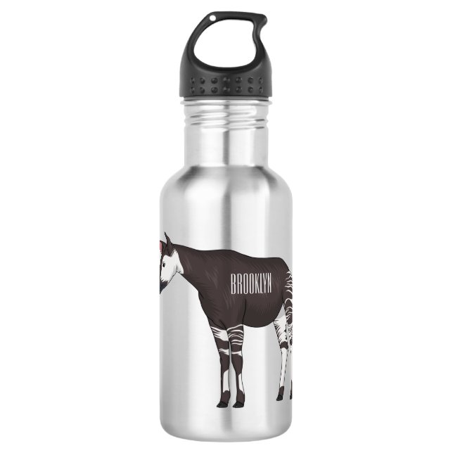 Okapi cartoon illustration 532 ml water bottle (Front)