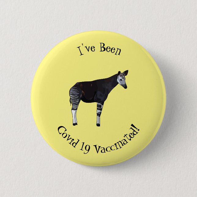 Okapi cartoon illustration 6 cm round badge (Front)