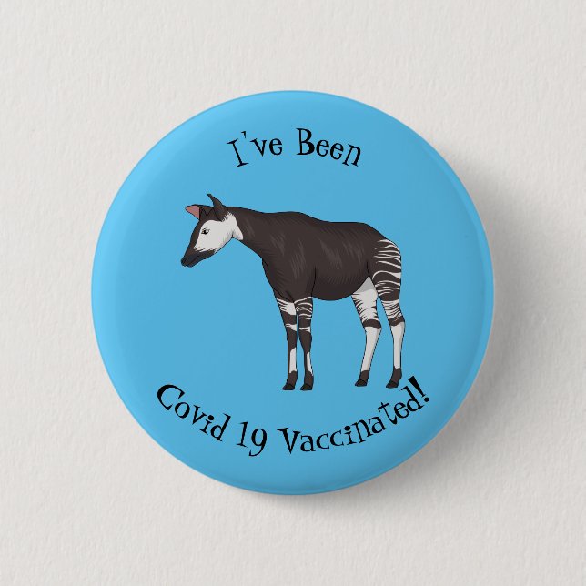 Okapi cartoon illustration 6 cm round badge (Front)
