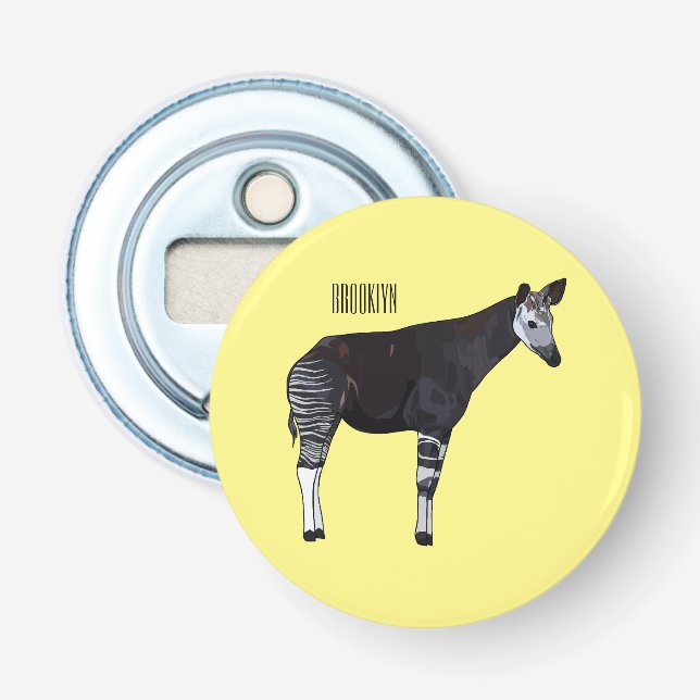 Okapi cartoon illustration bottle opener (Front)