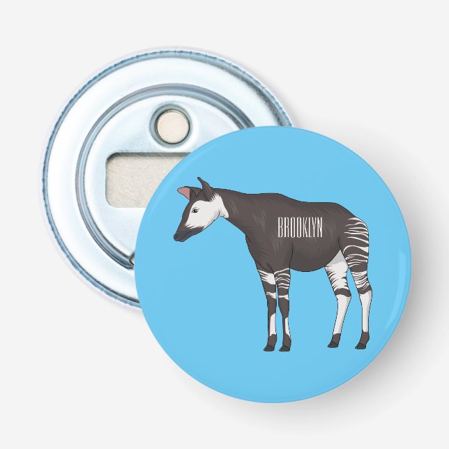 Okapi cartoon illustration  bottle opener (Front)
