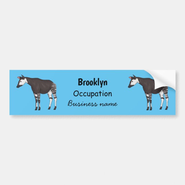 Okapi cartoon illustration bumper sticker (Front)