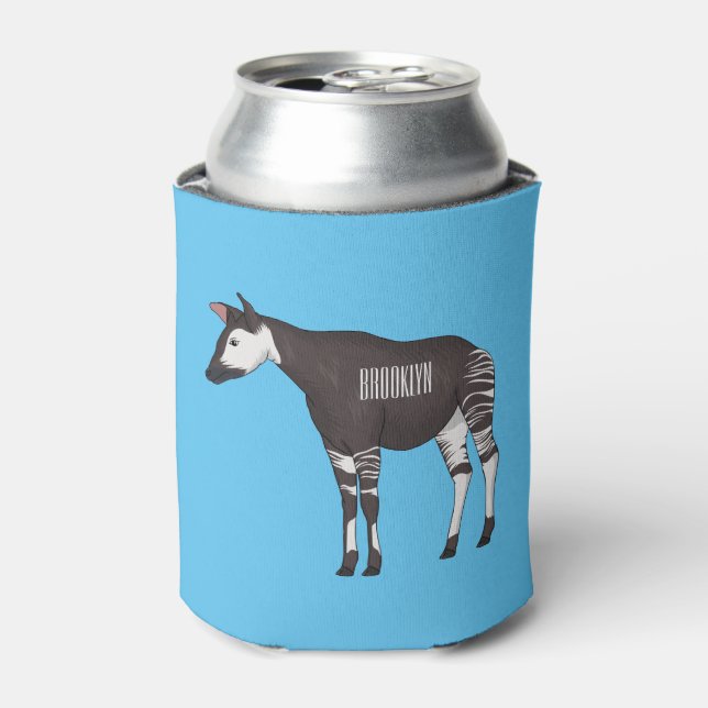 Okapi cartoon illustration  can cooler (Can Front)