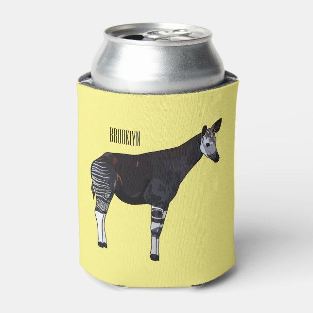 Okapi cartoon illustration can cooler (Can Front)