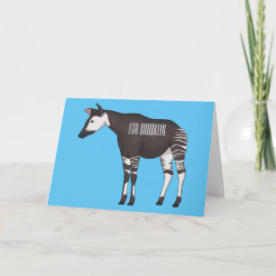 Okapi cartoon illustration  card