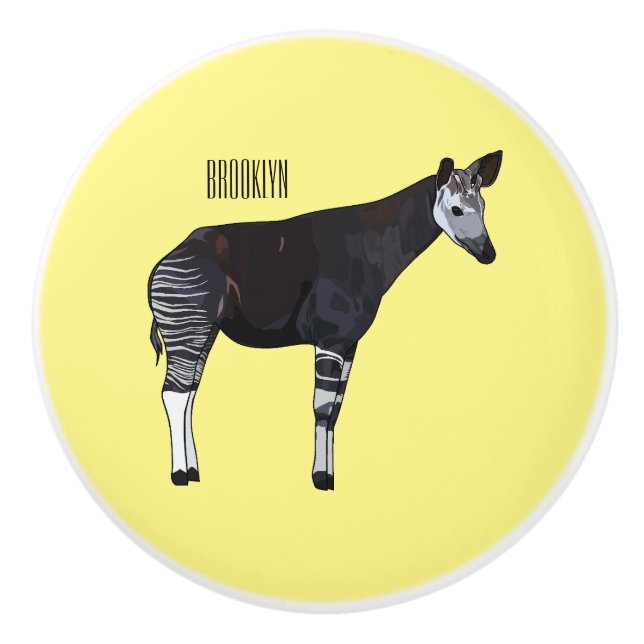 Okapi cartoon illustration ceramic knob (Front)
