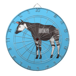 Okapi cartoon illustration dartboard