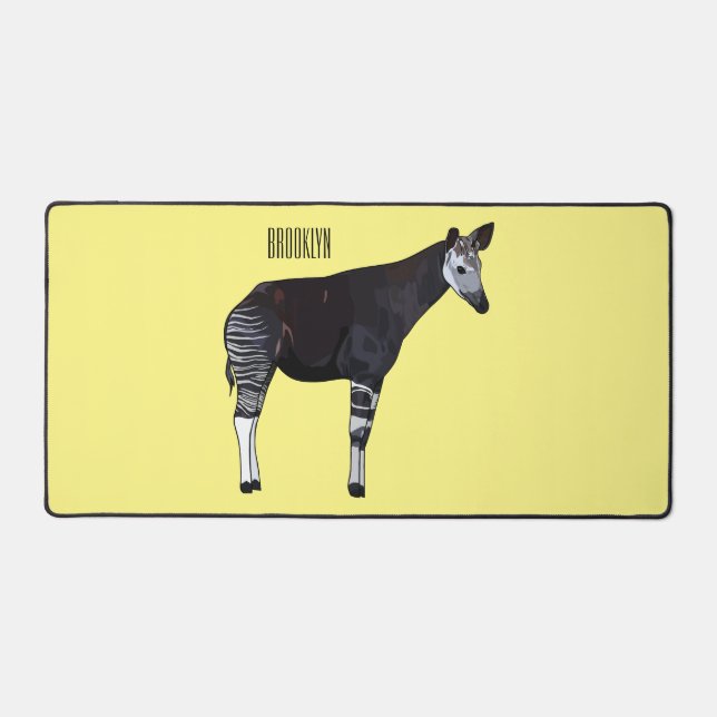 Okapi cartoon illustration desk mat (Front)