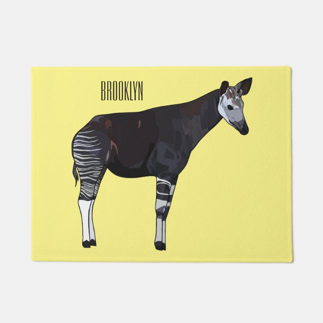 Okapi cartoon illustration doormat (Front)
