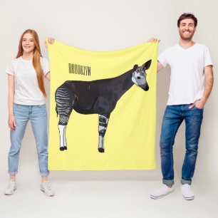 Okapi cartoon illustration fleece blanket