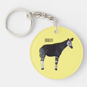 Okapi cartoon illustration key ring