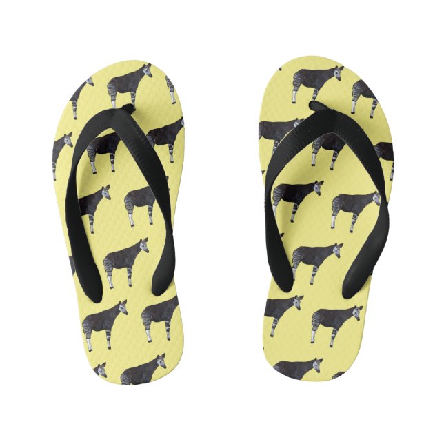Okapi cartoon illustration kid's thongs (Footbed)
