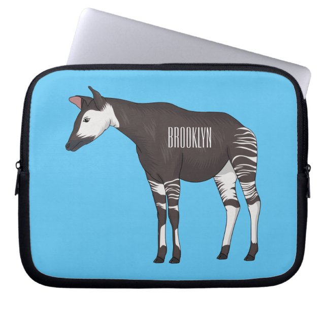 Okapi cartoon illustration  laptop sleeve (Front)