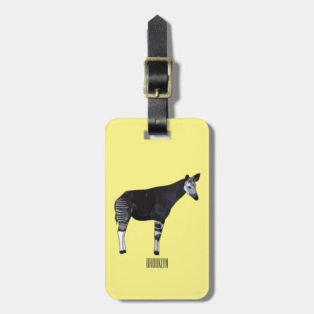 Okapi cartoon illustration luggage tag (Front Vertical)