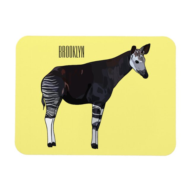 Okapi cartoon illustration magnet (Horizontal)