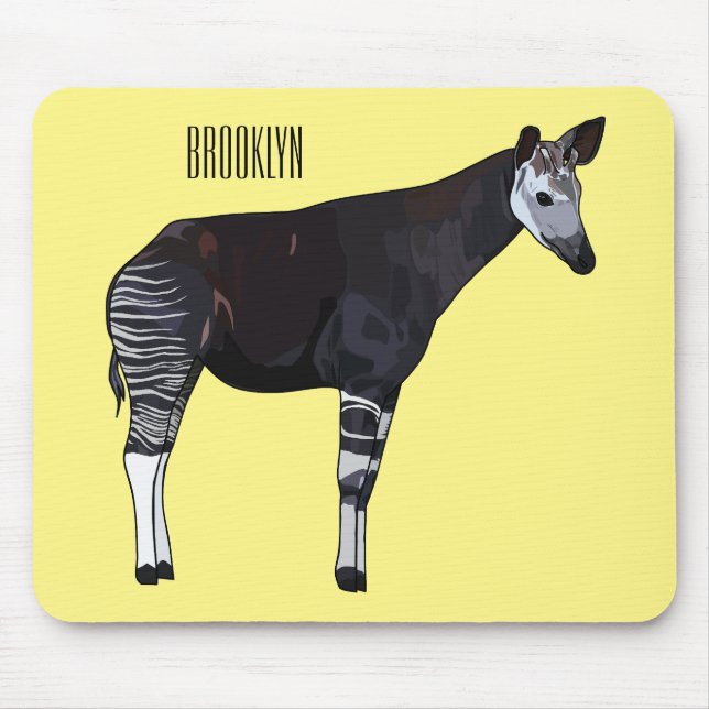 Okapi cartoon illustration mouse pad (Front)