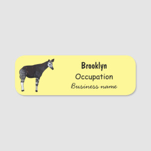 Okapi cartoon illustration name tag