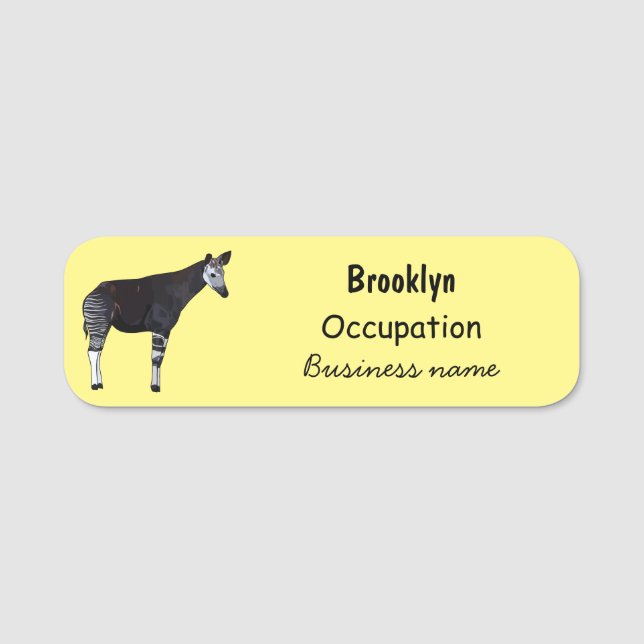 Okapi cartoon illustration name tag (Front)