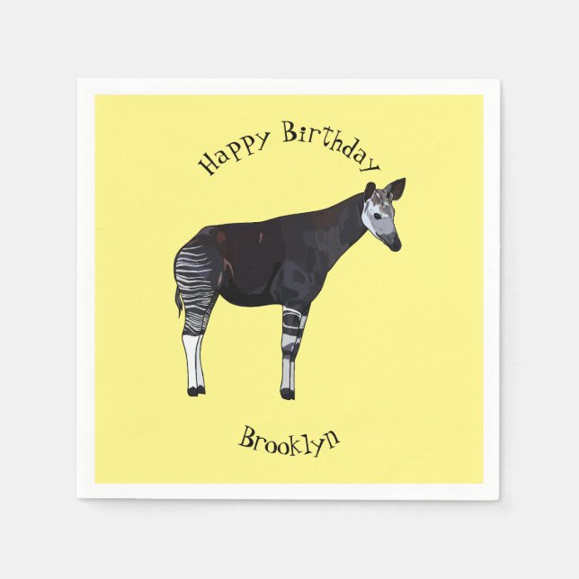 Okapi cartoon illustration napkin (Front)