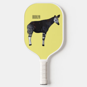 Okapi cartoon illustration pickleball paddle