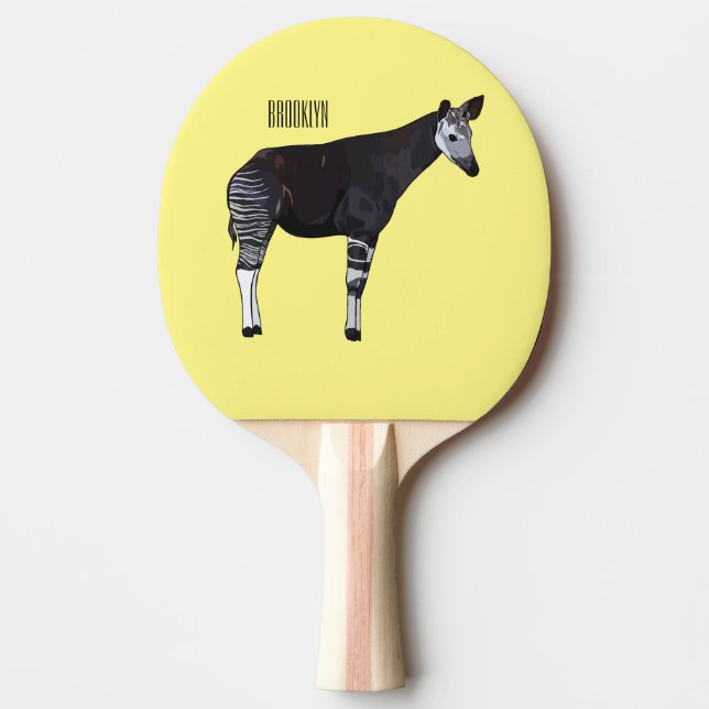 Okapi cartoon illustration ping pong paddle (Front)