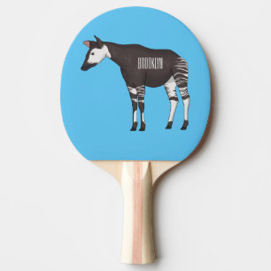 Okapi cartoon illustration ping pong paddle