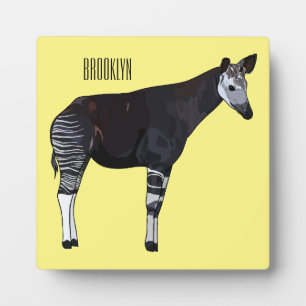 Okapi cartoon illustration plaque