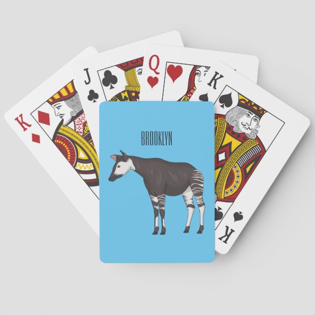 Okapi cartoon illustration playing cards (Back)