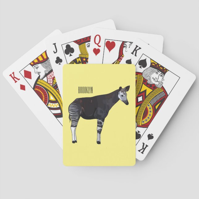 Okapi cartoon illustration playing cards (Back)