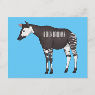 Okapi cartoon illustration  postcard