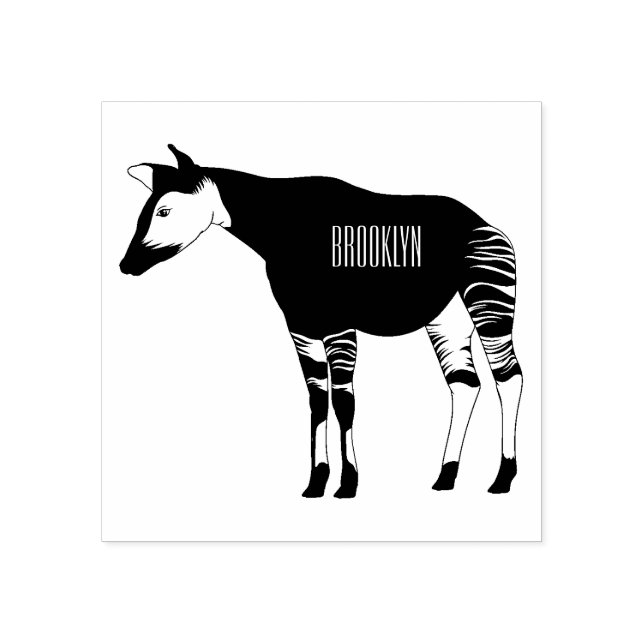 Okapi cartoon illustration rubber stamp (Imprint)