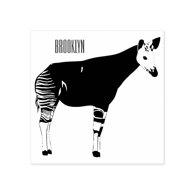 Okapi cartoon illustration rubber stamp (Imprint)