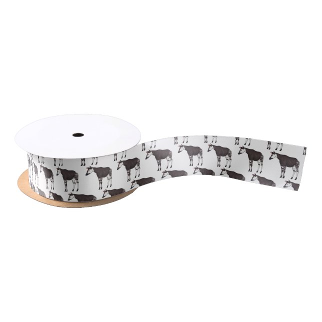 Okapi cartoon illustration  satin ribbon (Spool)