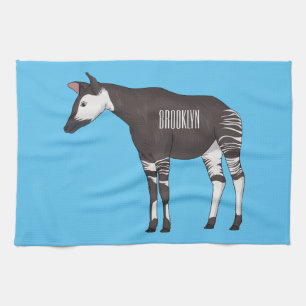 Okapi cartoon illustration tea towel