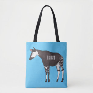 Okapi cartoon illustration tote bag
