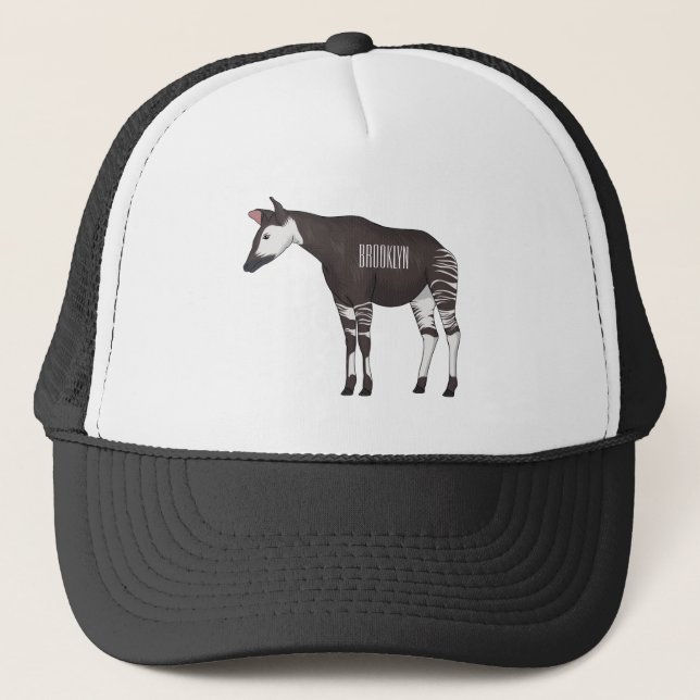 Okapi cartoon illustration trucker hat (Front)