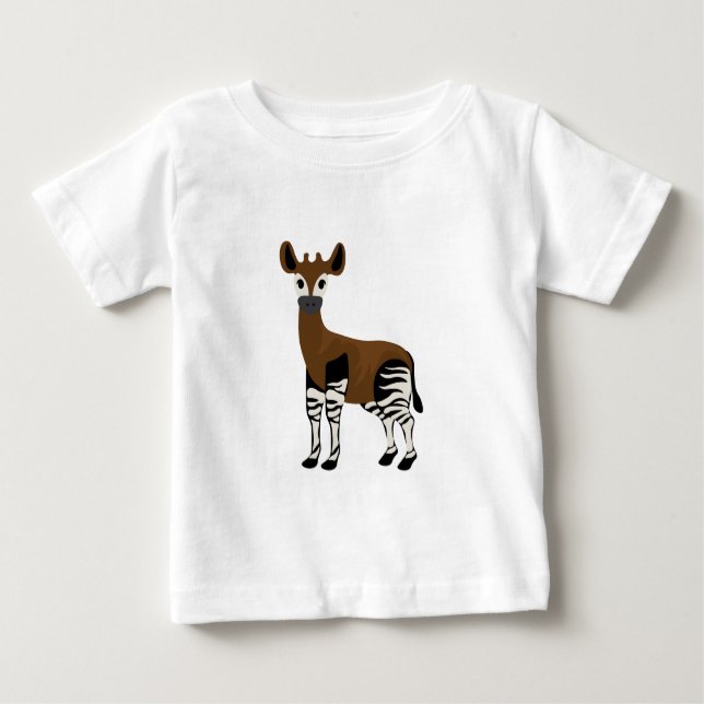 Okapi Cartoon, Majestic Okapi Animal, Okapi Lovers Baby T-Shirt (Front)