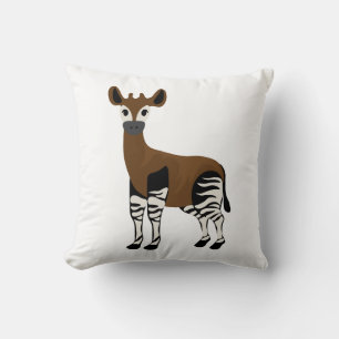 Okapi Cartoon, Majestic Okapi Animal, Okapi Lovers Cushion