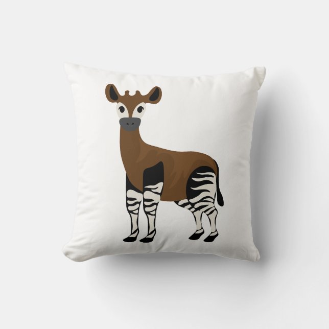 Okapi Cartoon, Majestic Okapi Animal, Okapi Lovers Cushion (Front)
