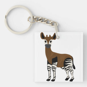 Okapi Cartoon, Majestic Okapi Animal, Okapi Lovers Key Ring