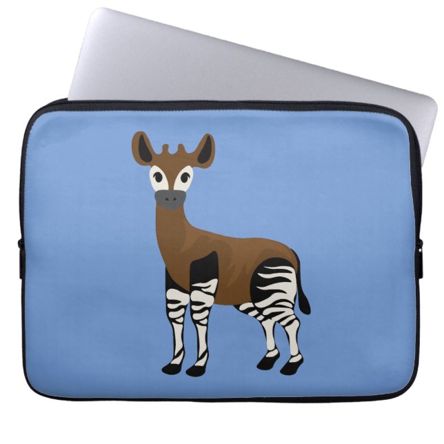 Okapi Cartoon, Majestic Okapi Animal, Okapi Lovers Laptop Sleeve (Front)