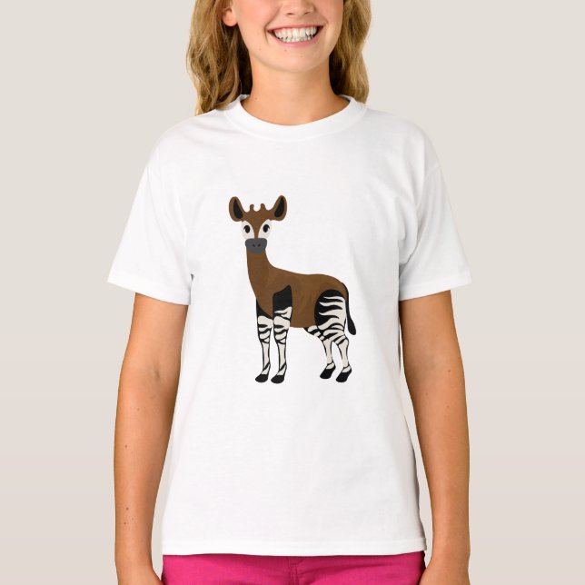 Okapi Cartoon, Majestic Okapi Animal, Okapi Lovers T-Shirt (Front)