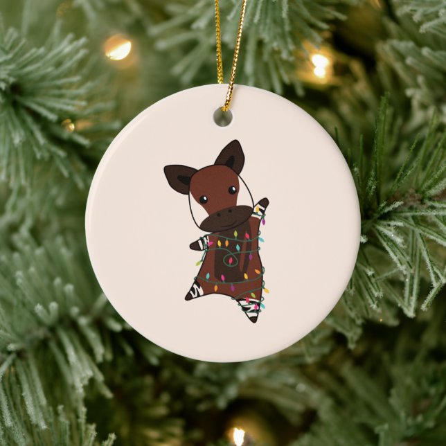 Okapi Christmas Snow Winter Animals Okapis Ceramic Ornament (Tree)