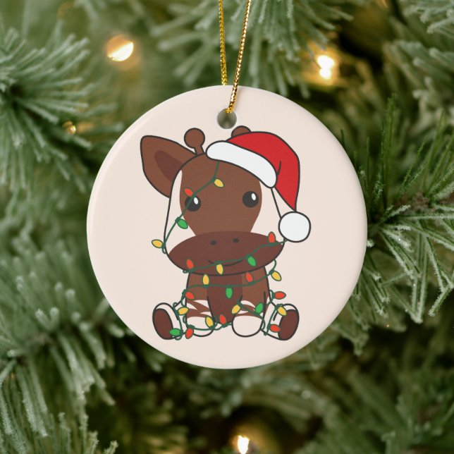 Okapi Christmas Winter Animals Holiday Okapis Ceramic Ornament (Tree)