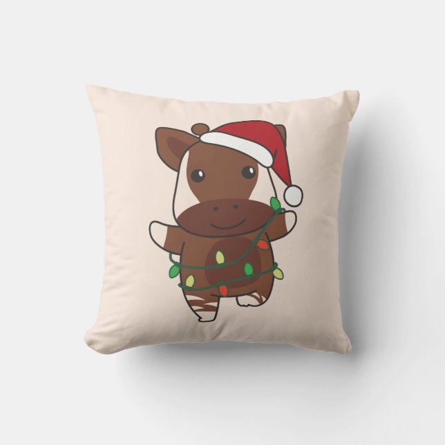 Okapi Christmas Winter Animals Holiday Okapis Cushion (Front)