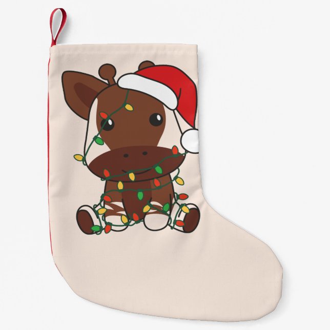 Okapi Christmas Winter Animals Holiday Okapis Small Christmas Stocking (Front)