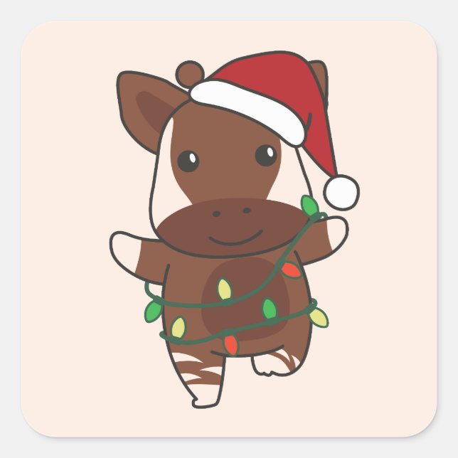 Okapi Christmas Winter Animals Holiday Okapis Square Sticker (Front)